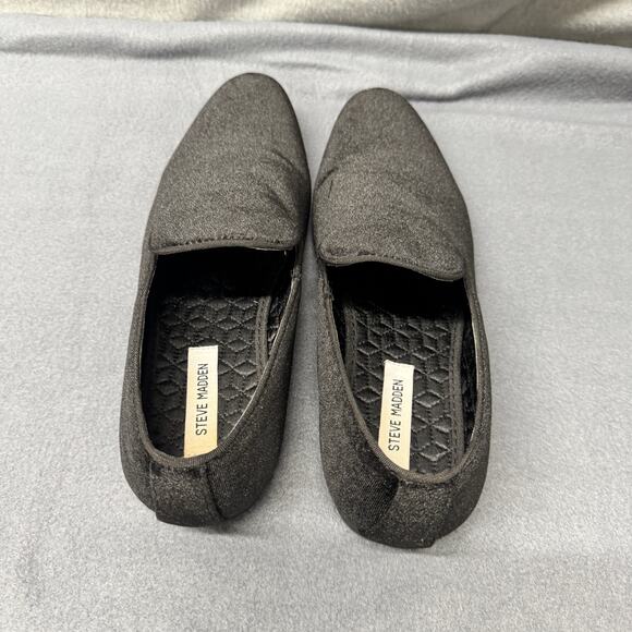 Steve Madden Loafers Mens 10.5 Laight Black Velvet Slip On Shoes Satin Lined - Picture 10 of 14